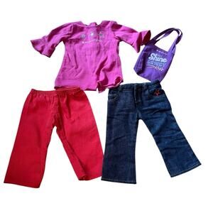 American Girl Doll Lot Of 4 Pieces Tote Bag Shine Bright, Jeans, Pants, Top